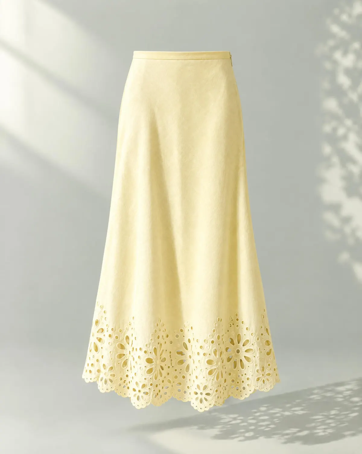 Bloom Bias Midi Skirt in butter yellow, front view