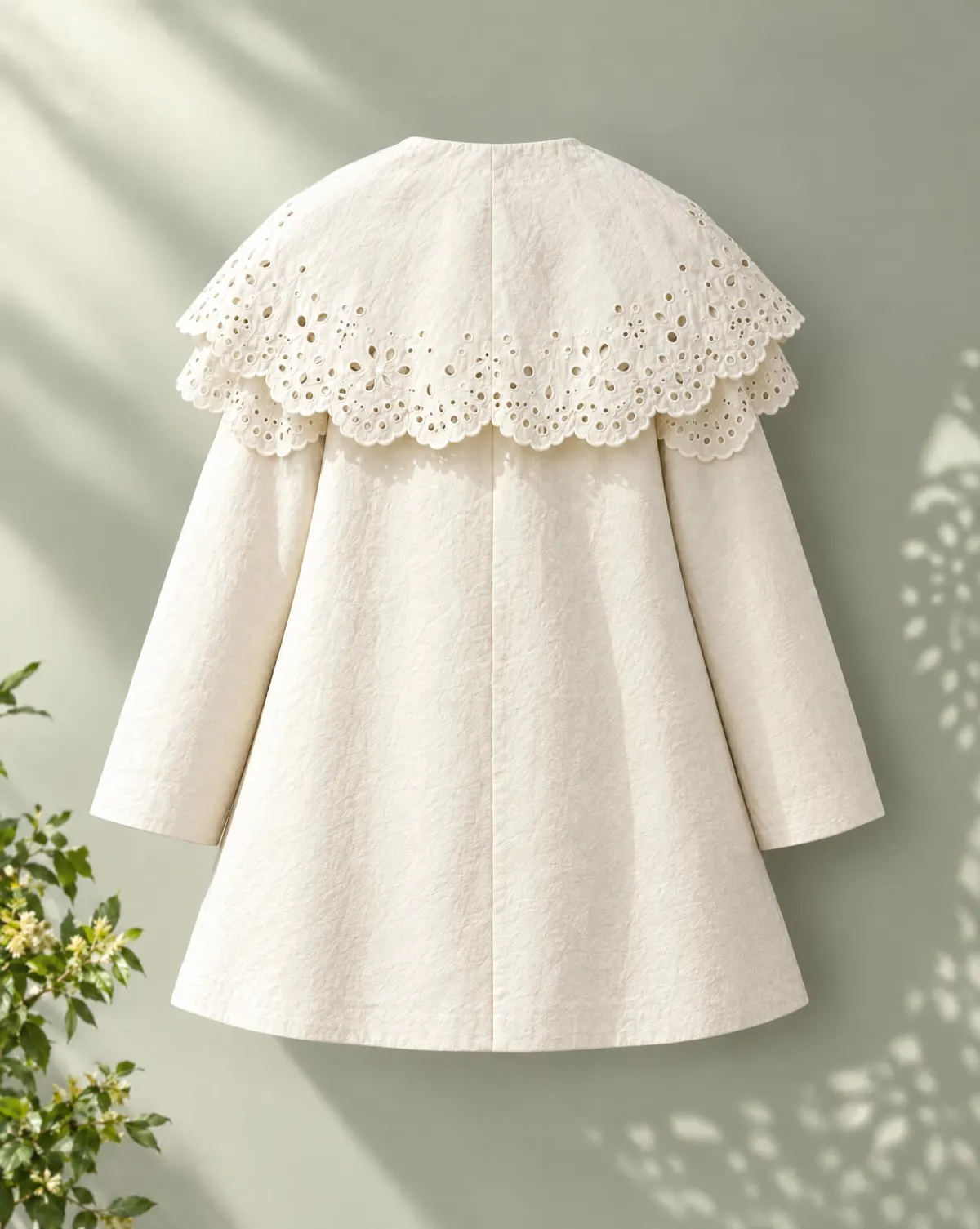 Cape-Collar Short Coat in white, back view