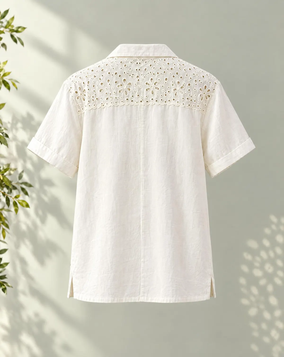Florist Camp-Collar Shirt in white, back view