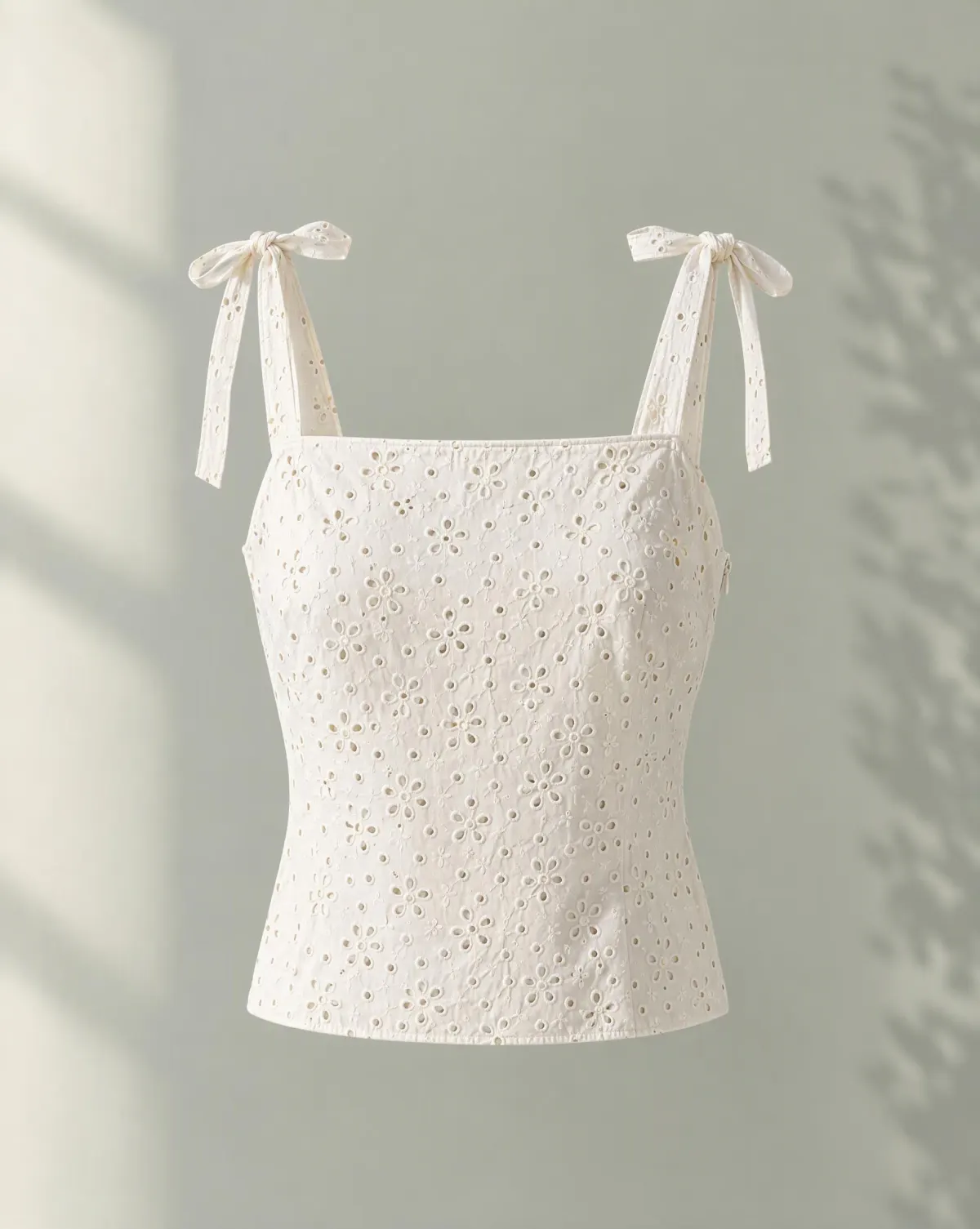 Morning Tie-Shoulder Top in white, front view