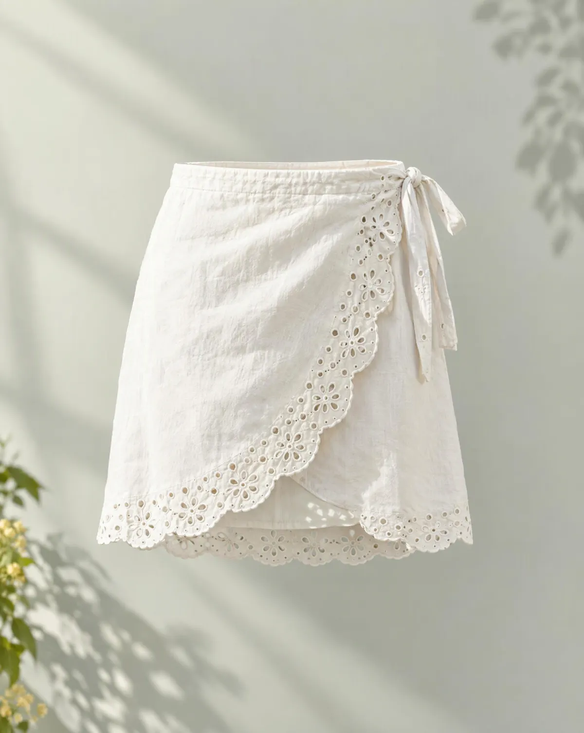 Petal Wrap Mini Skirt in white, front view