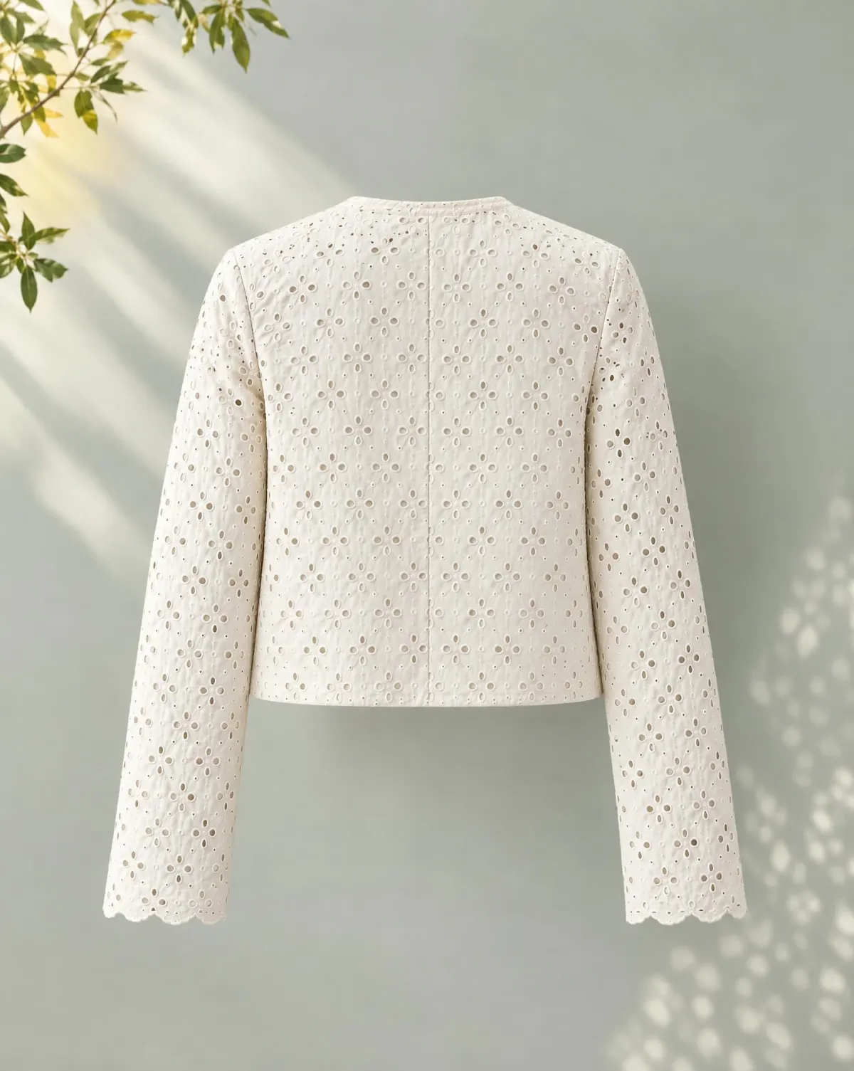 Porch Cropped Jacket in white, back view