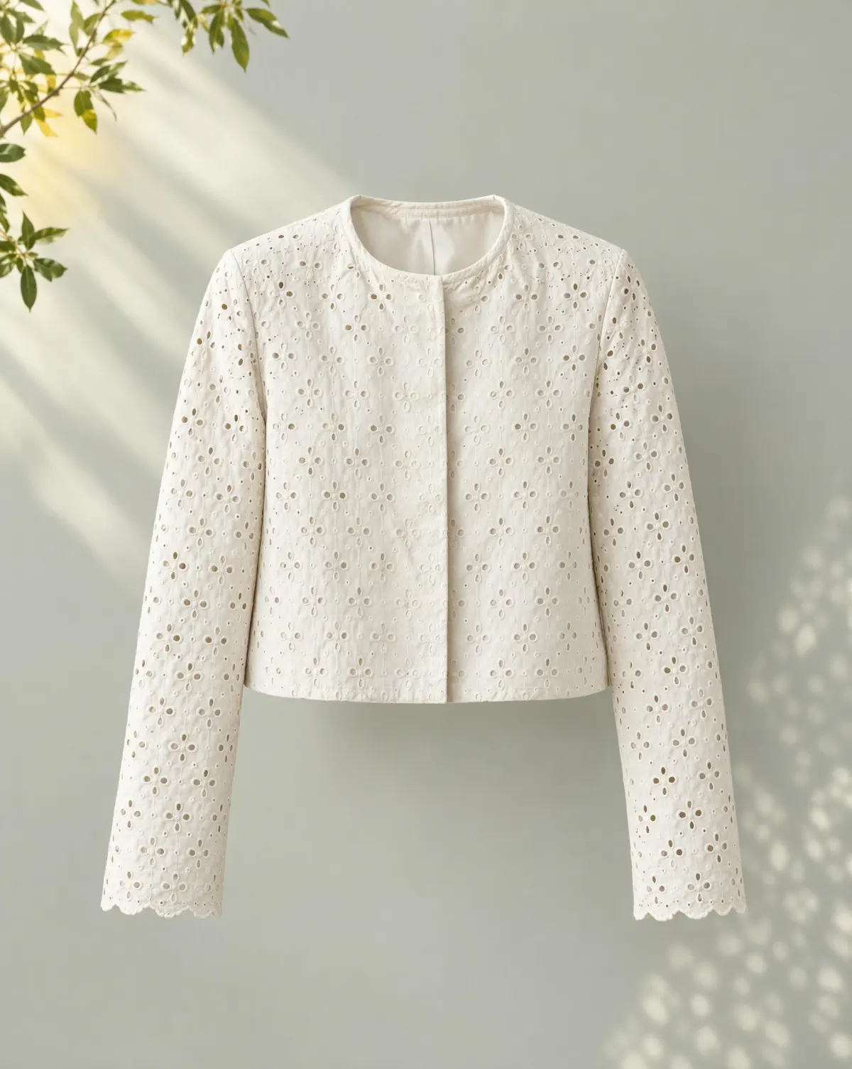 Porch Cropped Jacket in white, front view