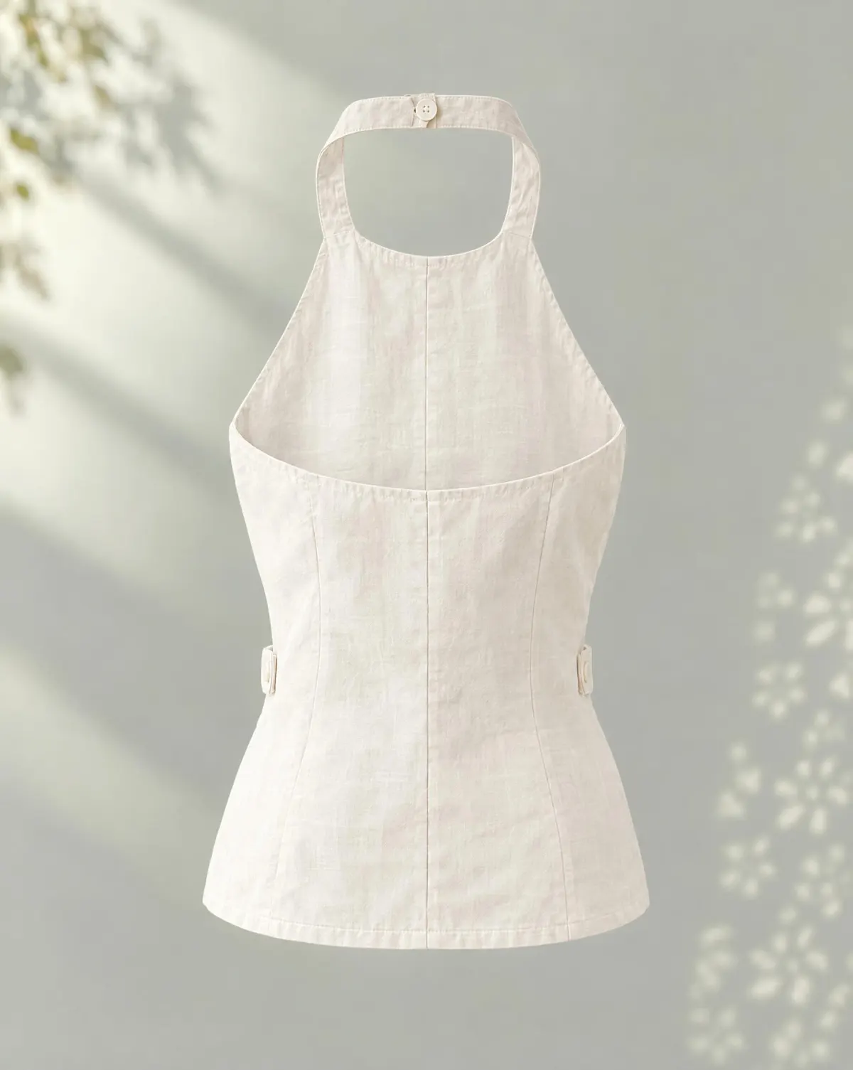 Posy Halter Top in white, back view