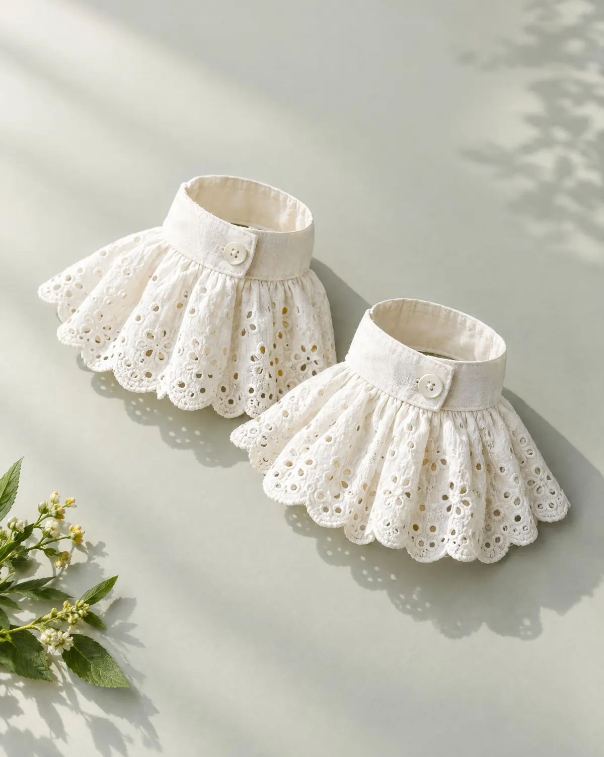 Ruffle Cuff Pair in white, front view