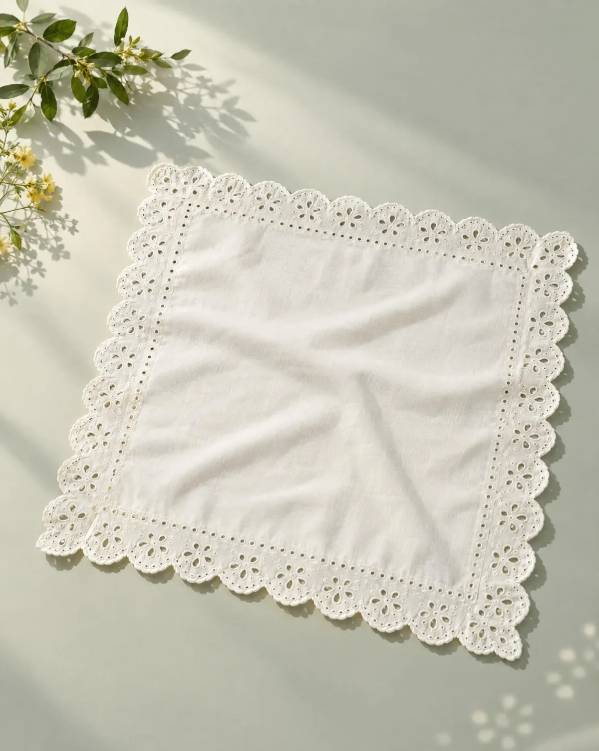 Scallop Hair Scarf in white, front view