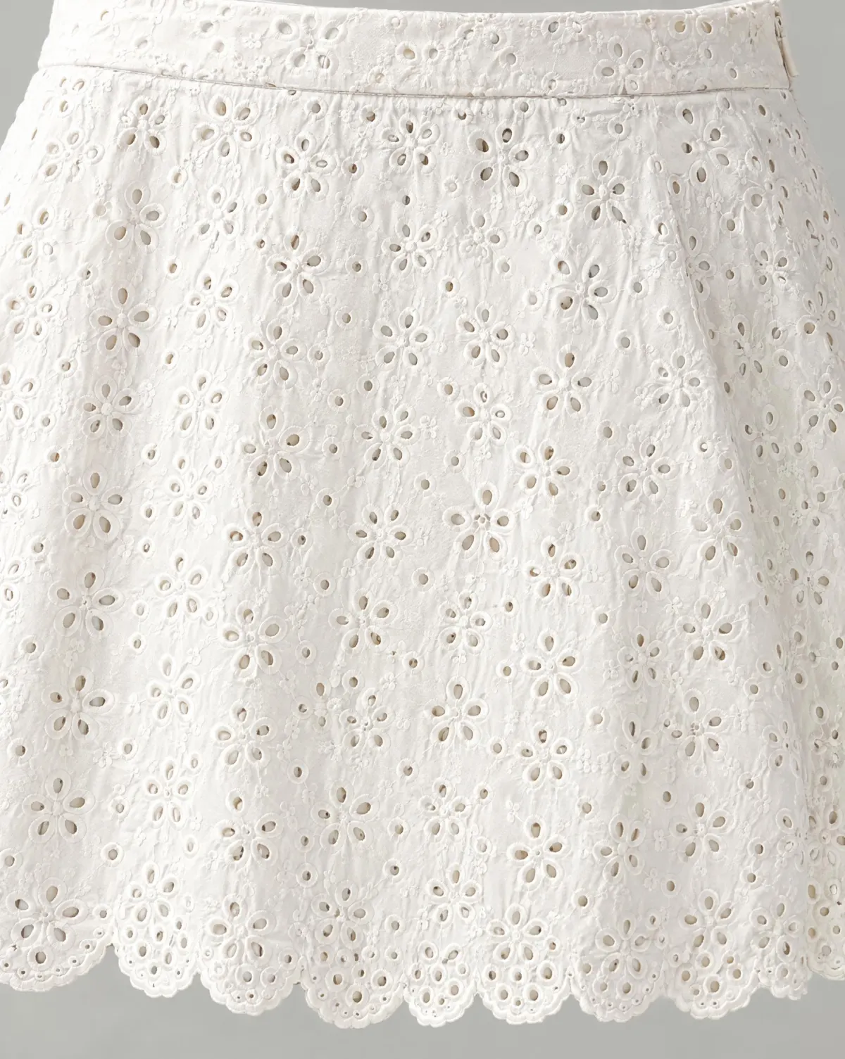 Close-up of the sill a-line mini skirt embroidery and finishing