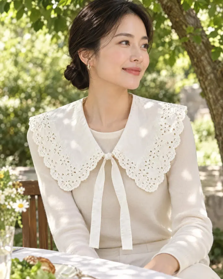 Square Sailor Collar in white, shown in use