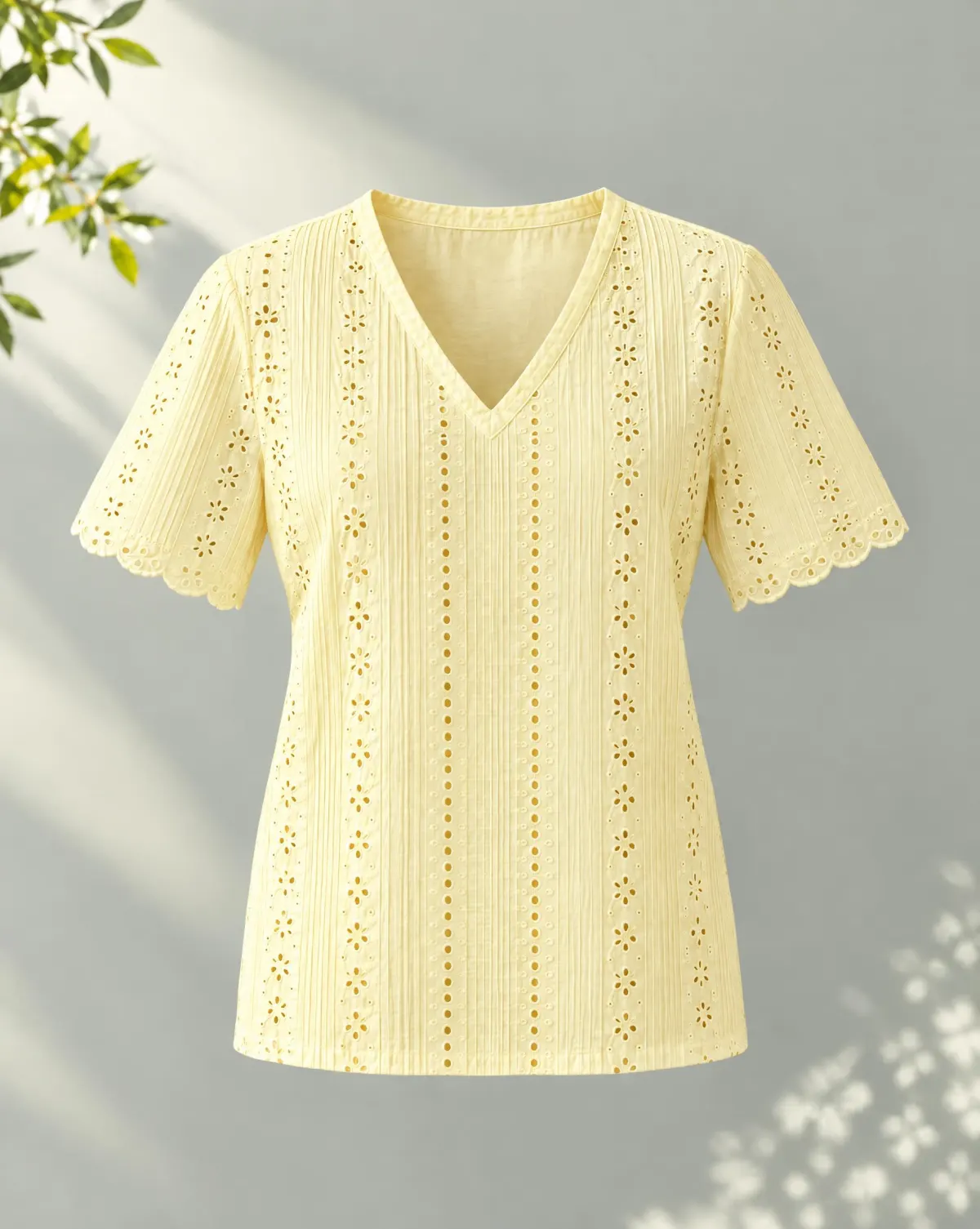 Sunroom Pintuck Top in butter yellow, front view