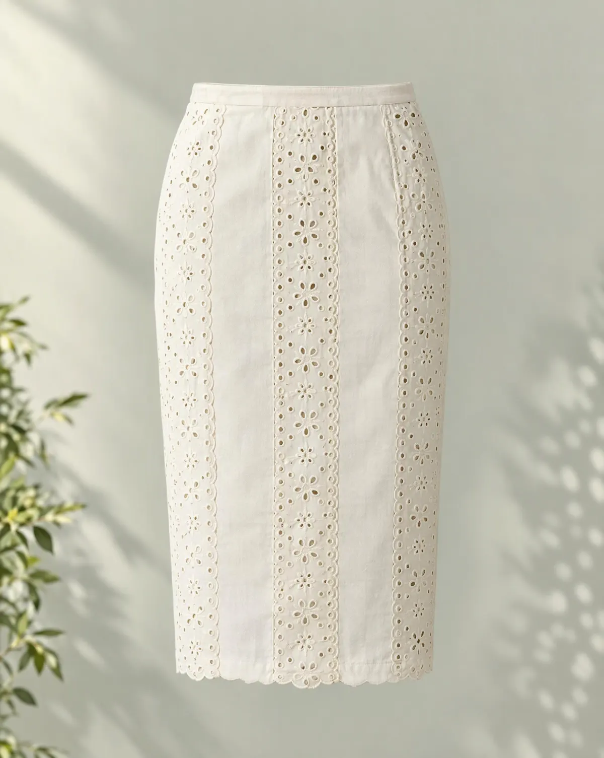Windowpane Panel Skirt in white, front view